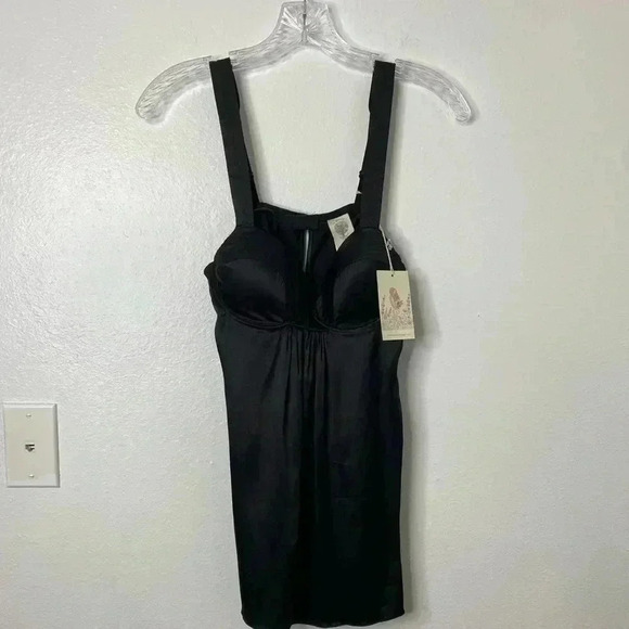 In Bloom by Jonquil Black Silk Chemise Babydoll Nightgown - Picture 2 of 5